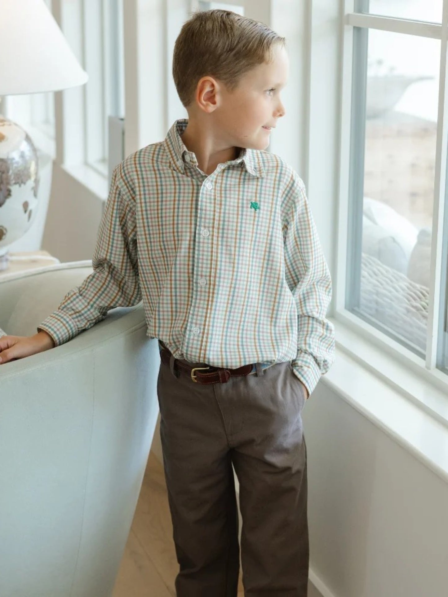 Baily Boys Acorn Plaid Roscoe Performance Shirt