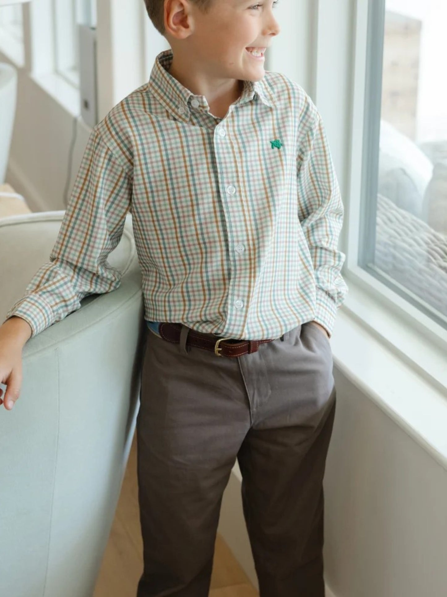 Baily Boys Acorn Plaid Roscoe Performance Shirt