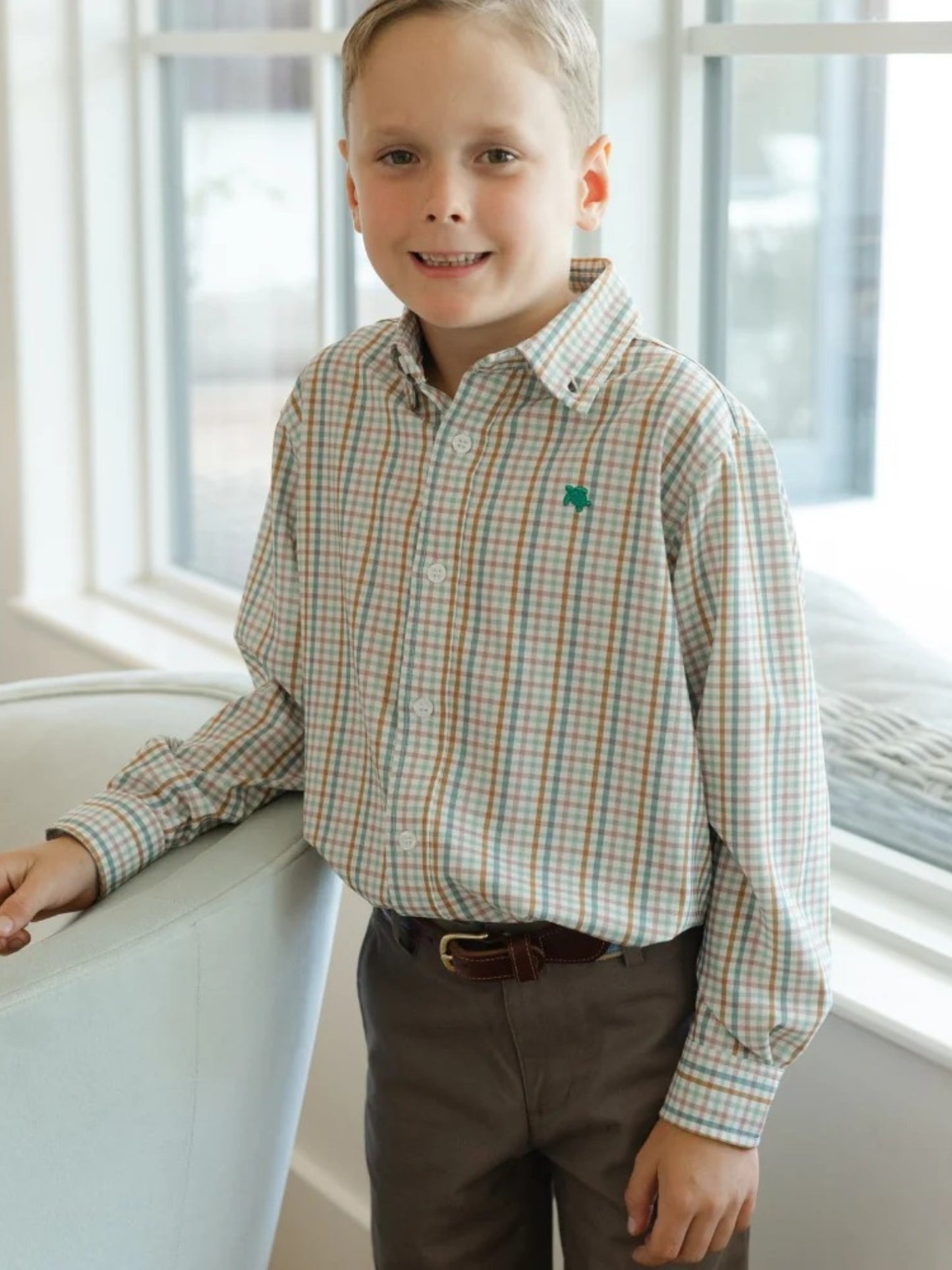 Baily Boys Acorn Plaid Roscoe Performance Shirt