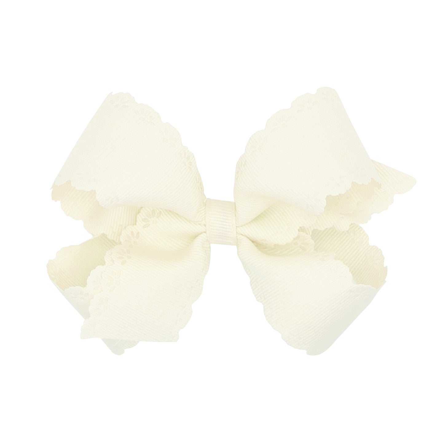 Wee Ones Medium Grosgrain Bow with Eyelet Flower-Embossed Edges