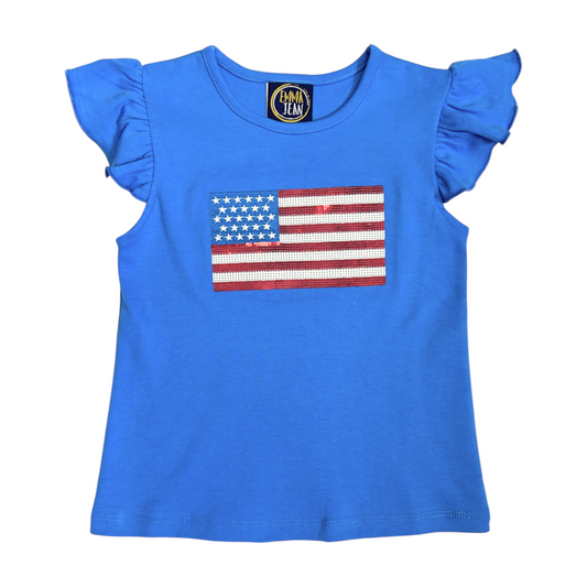 Emma Jean Angel Sleeve Flag Applique Shirt