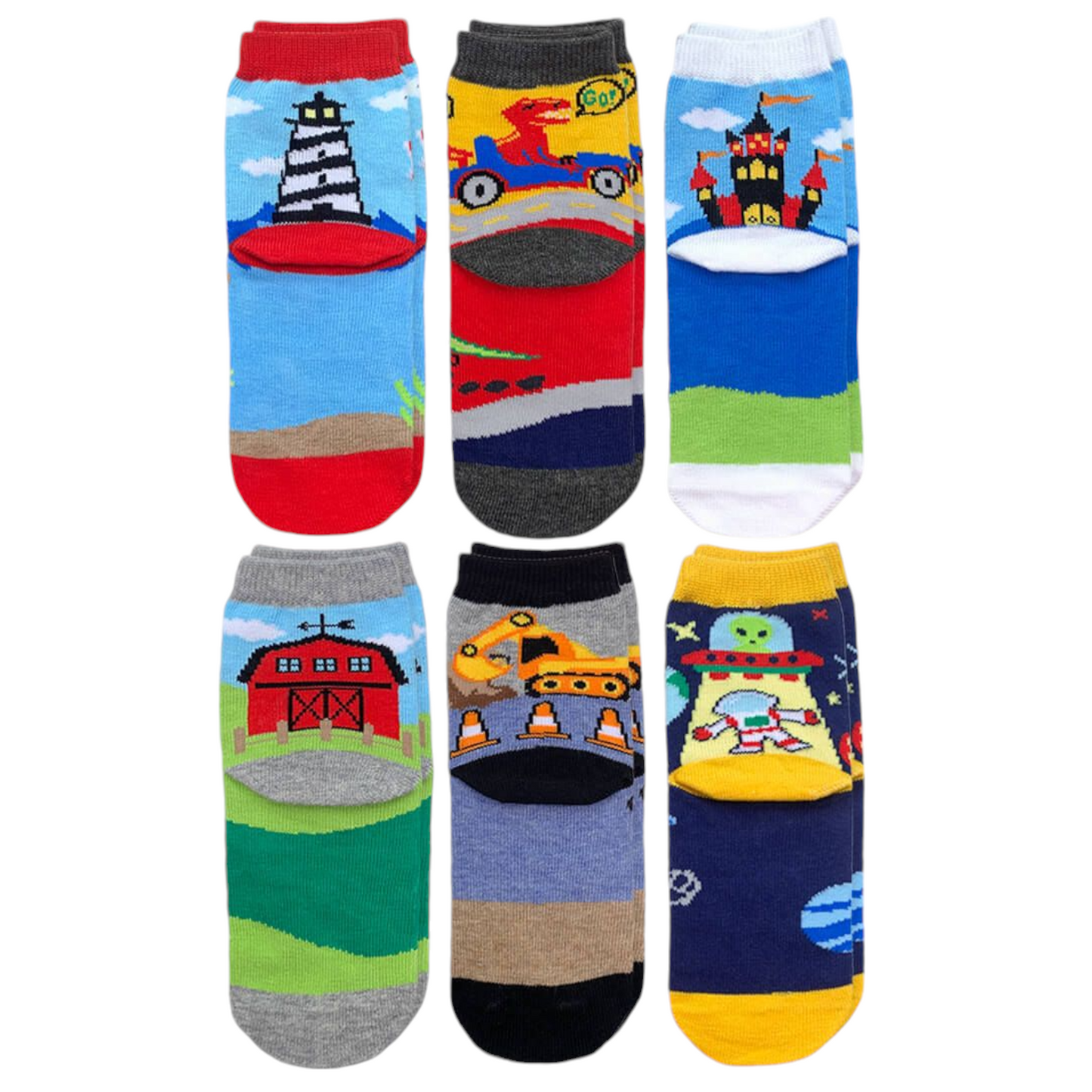 Jefferies Socks Space Pirate Dinosaur Crew Socks 6 Pair Pack