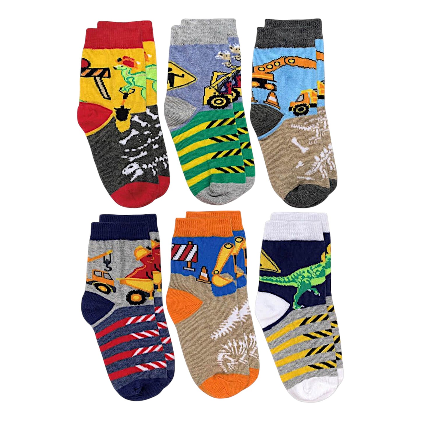 Jefferies Socks Construction Dinosaurs Crew Socks