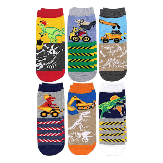 Jefferies Socks Construction Dinosaurs Crew Socks