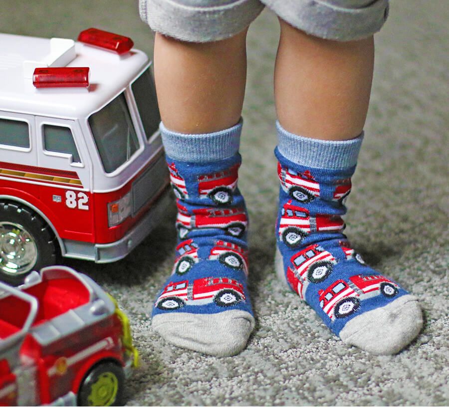 Jefferies Socks Rescue Vehicles Pattern Crew Socks 3 Pair Pack