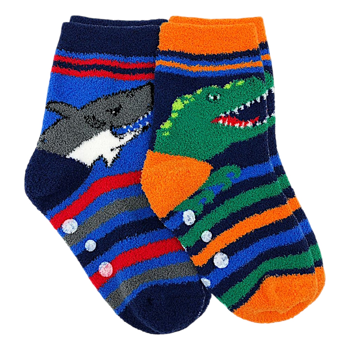 Jefferies Socks Dinosaur and Shark Fuzzy Slipper Socks