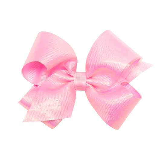 Wee Ones Medium Sheer Iridescent and Grosgrain Overlay Hair Bow