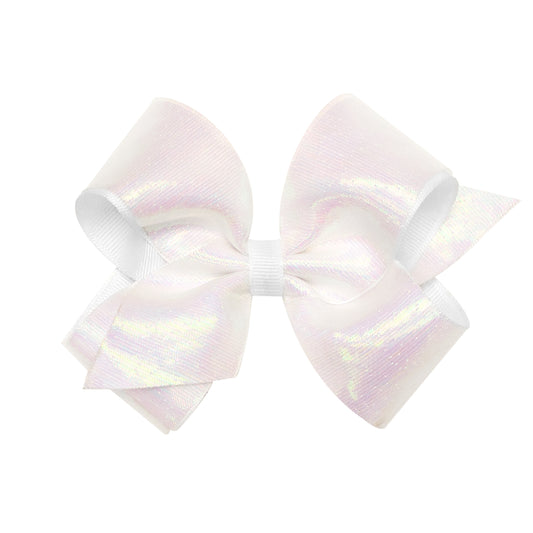 Wee Ones Medium Sheer Iridescent and Grosgrain Overlay Hair Bow