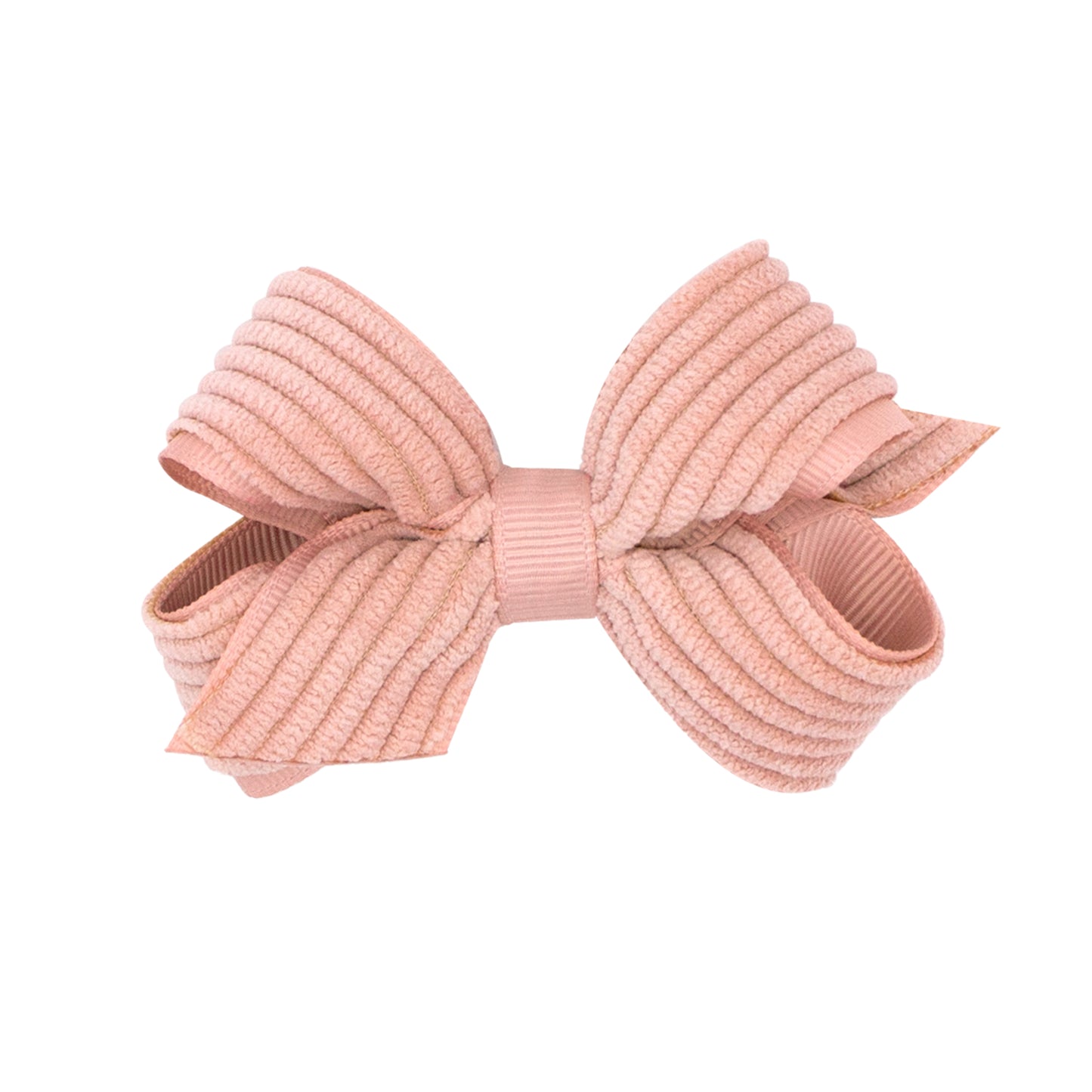 Wee Ones Mini Grosgrain Hair Bow with Wide Wale Corduroy Overlay