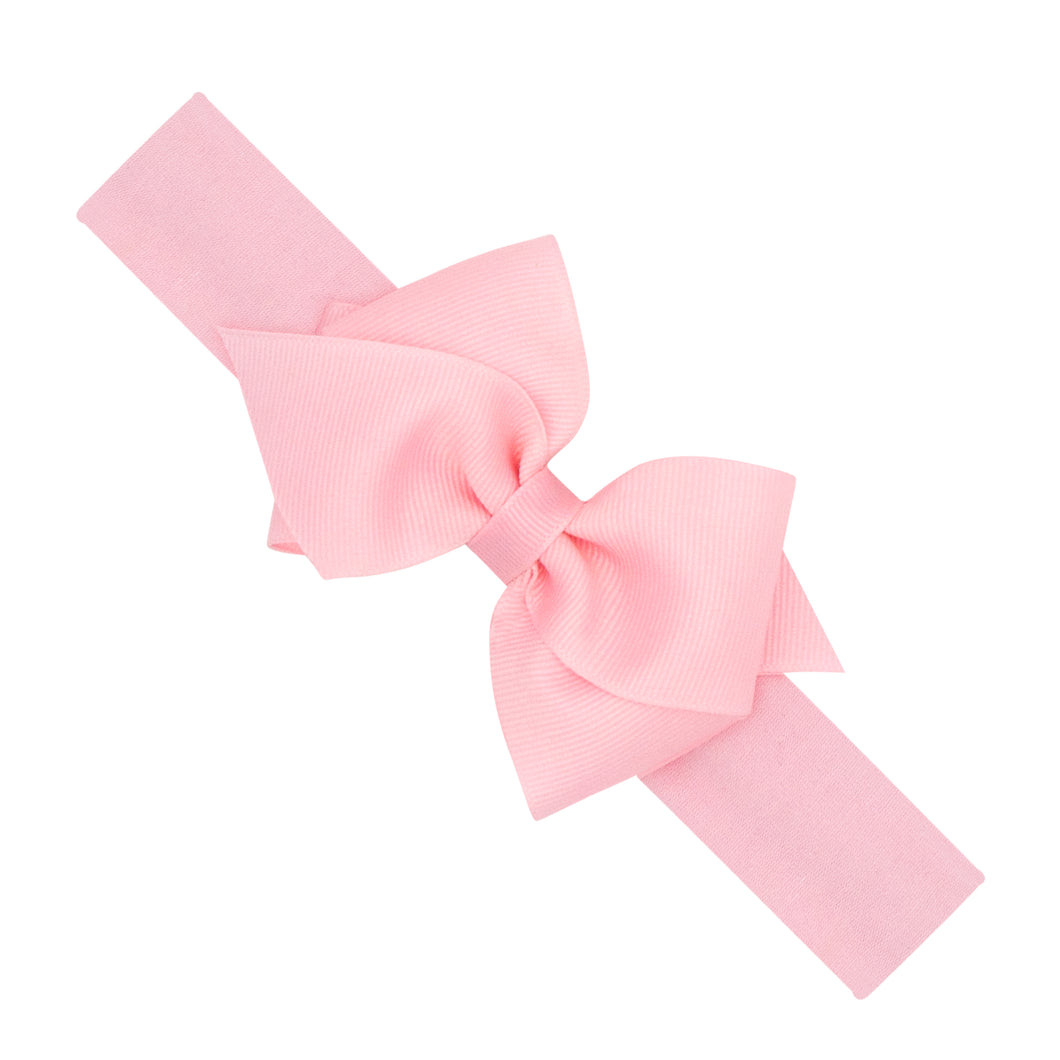 Wee Ones Extra Small Grosgrain Hair Bow on Matching Cotton Jersey Baby Headband