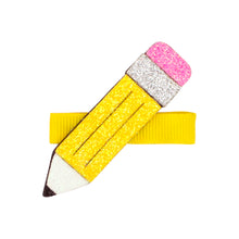 Load image into Gallery viewer, Wee Ones Layered Glitter School-themed Girls Hair Clip (2in)