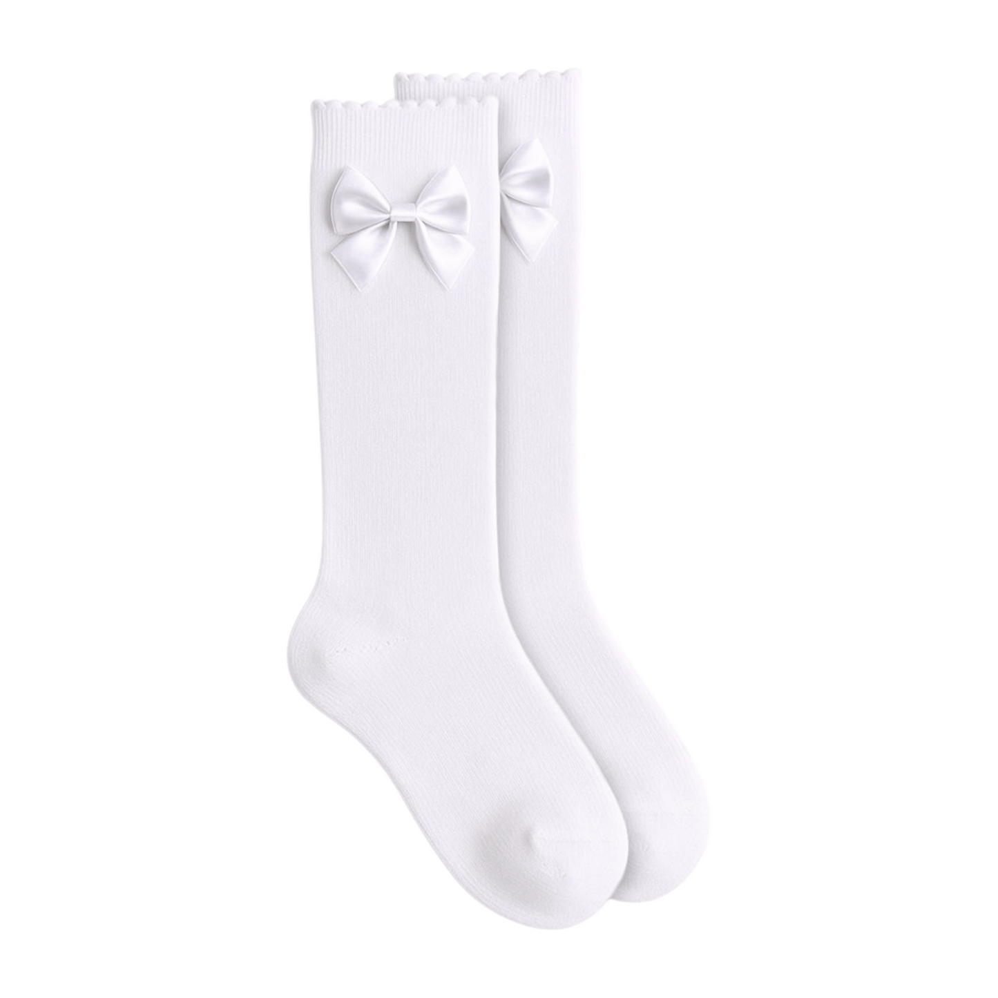 Jefferies Socks Scalloped Knee High Sock With Satin Bow