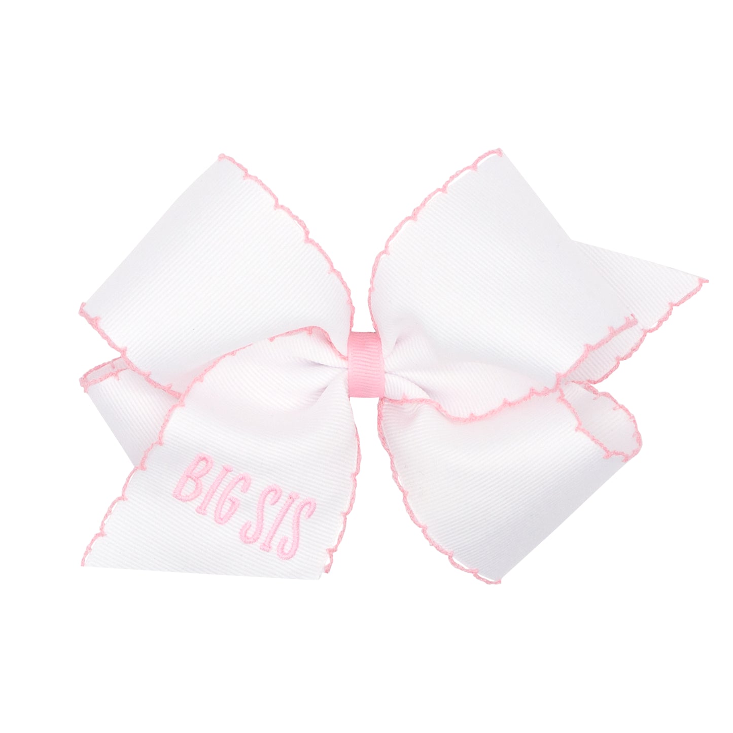 Wee Ones King Grosgrain Moonstitch and "BIG SIS" Embroidery Hair Bow