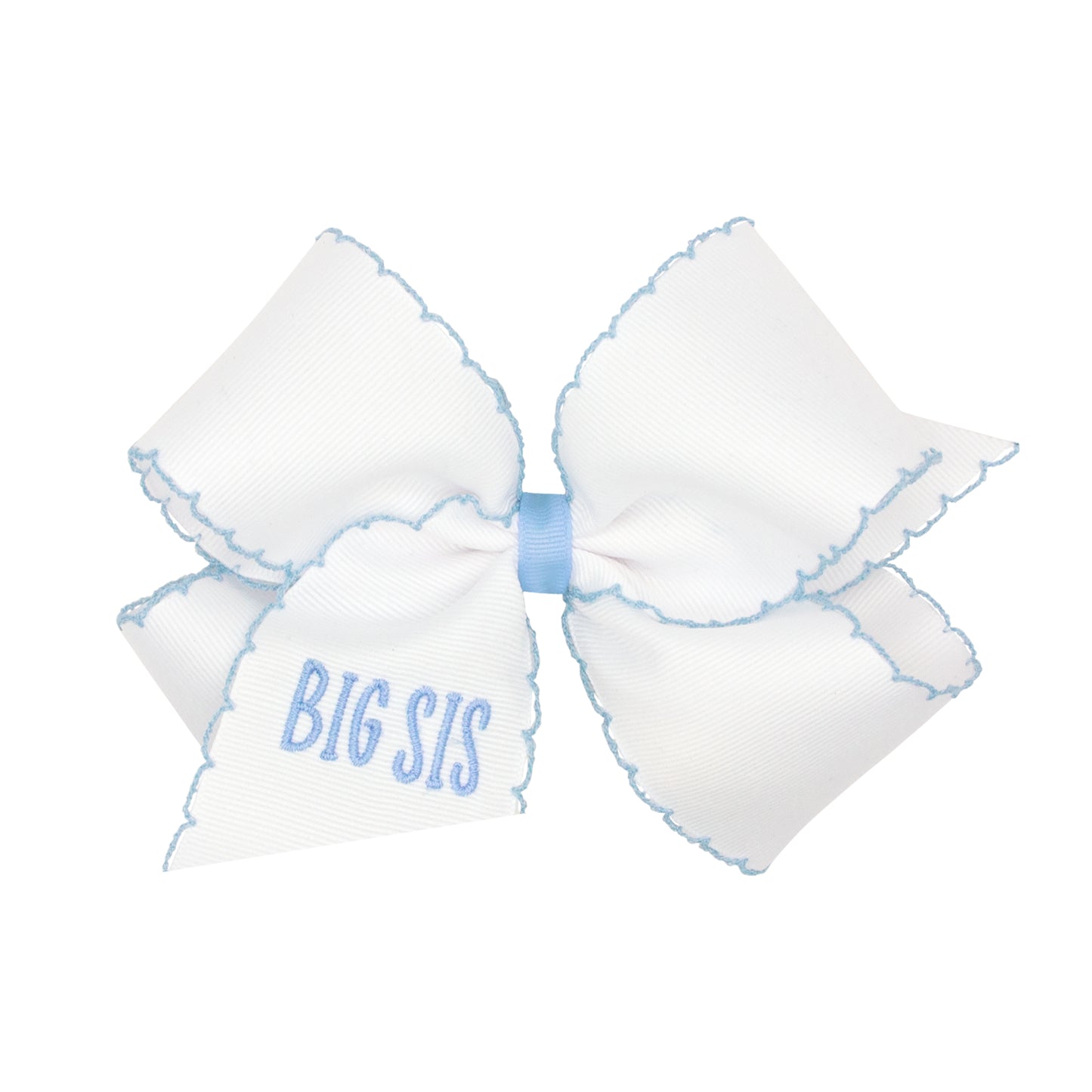 Wee Ones King Grosgrain Moonstitch and "BIG SIS" Embroidery Hair Bow