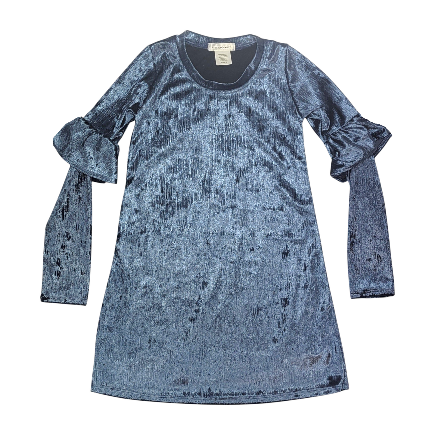 Area Code 407 Velvet Ruffle A-line Dress