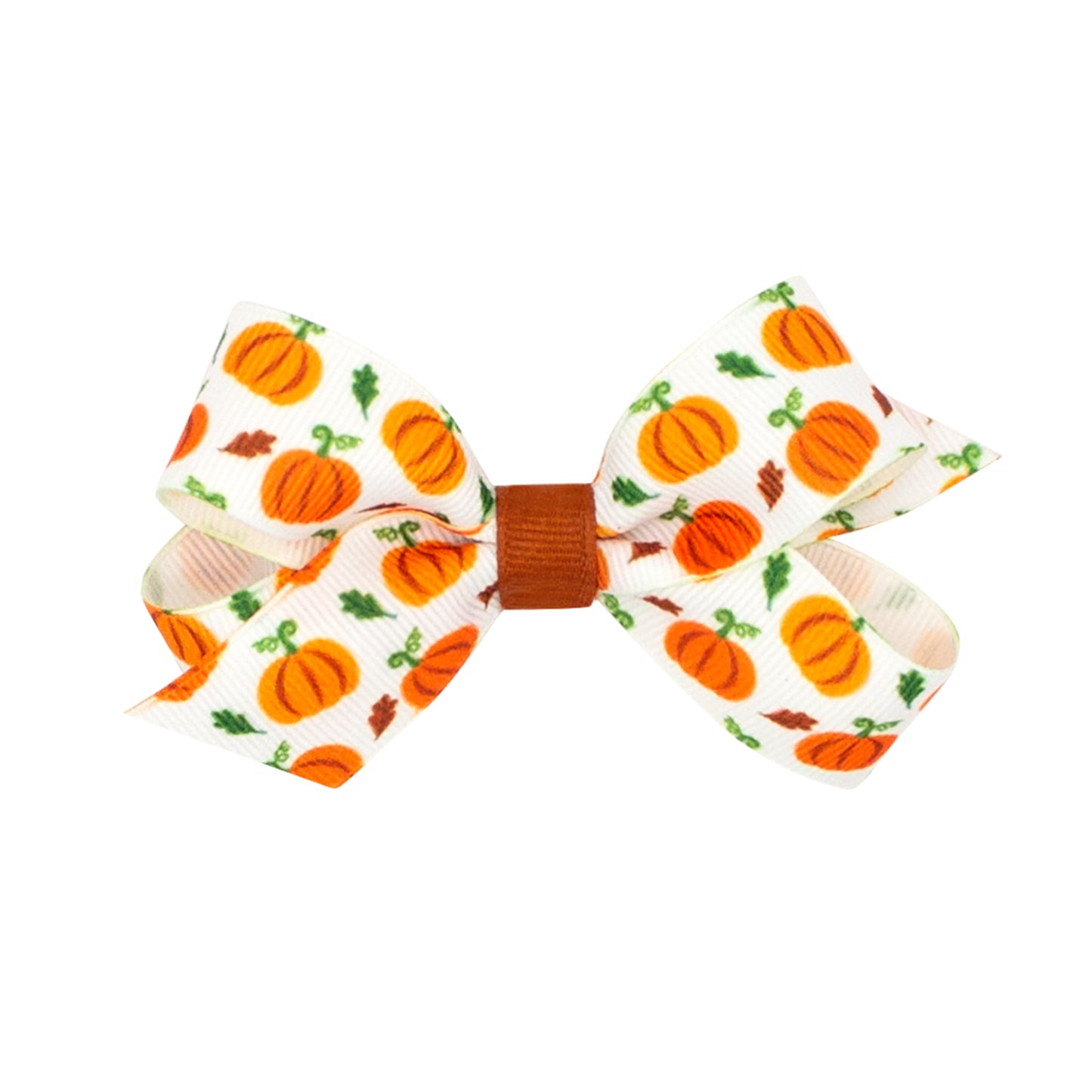 Wee Ones Mini Harvest-themed Pumpkin Printed Grosgrain Hair Bow