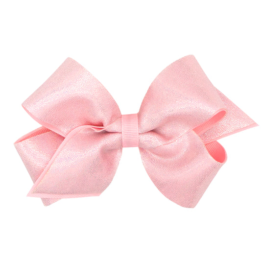 Wee Ones Medium Mirror Dot and Grosgrain Overlay Hair Bow