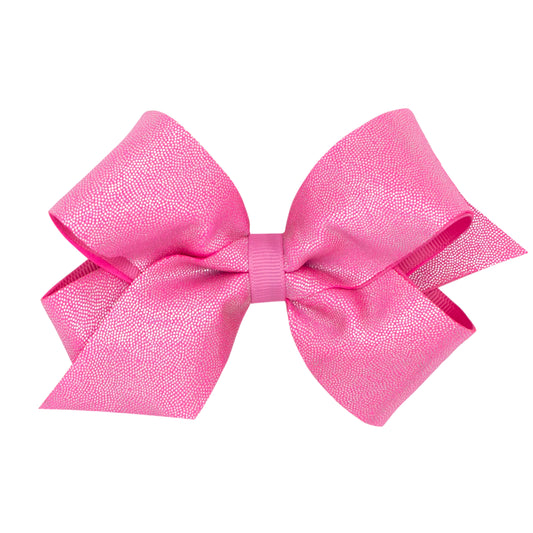Wee Ones Medium Mirror Dot and Grosgrain Overlay Hair Bow
