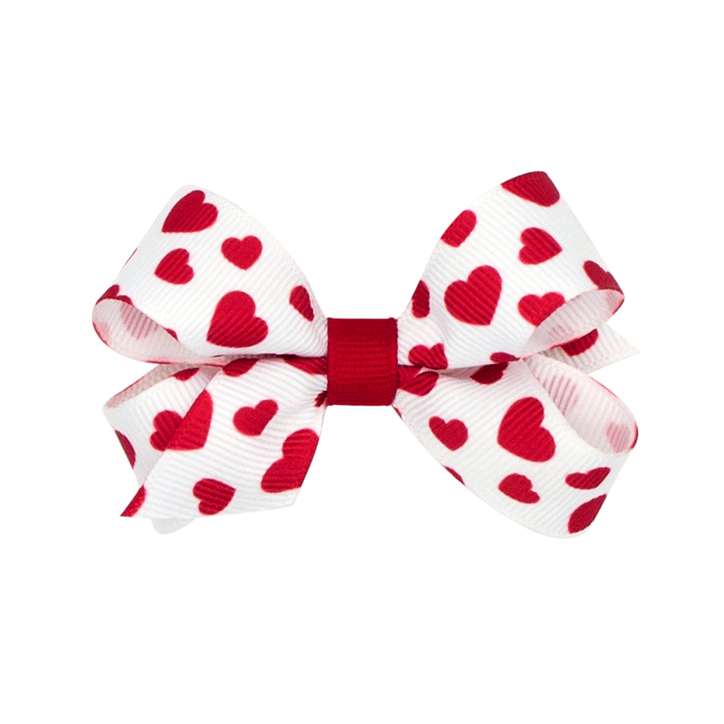 Wee Ones Mini Valentine Heart Print Grosgrain Hair Bow