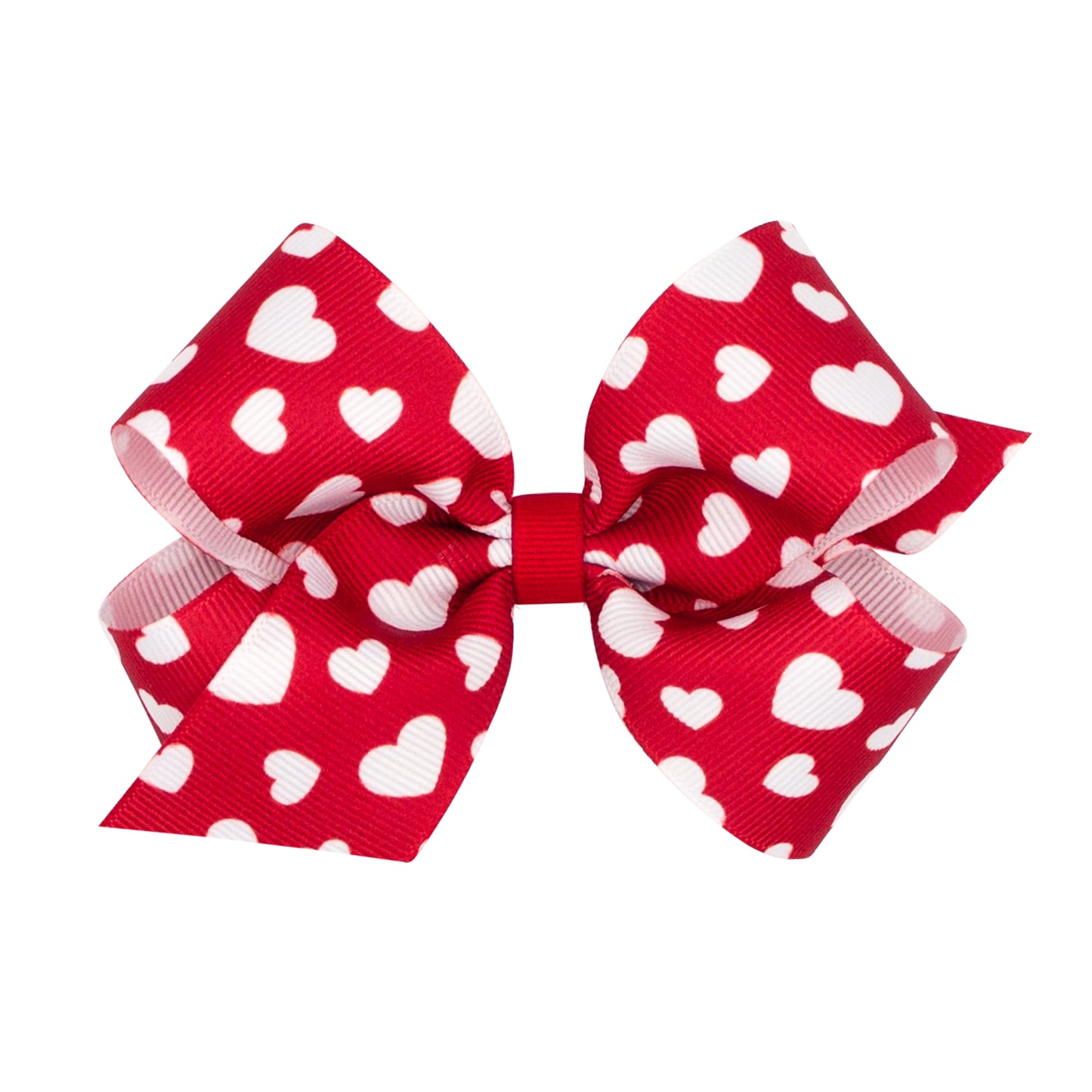 Wee Ones Medium Valentine Heart Print Grosgrain Hair Bow