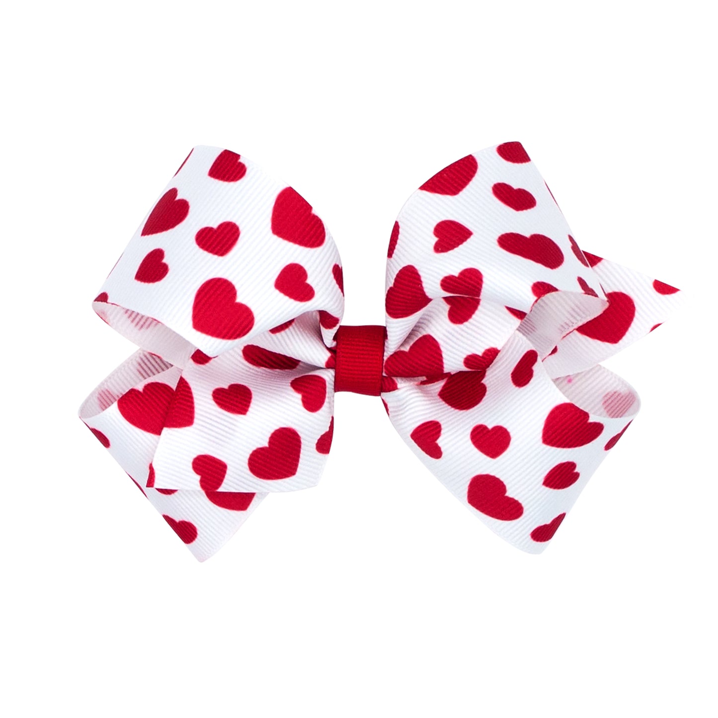 Wee Ones Medium Valentine Heart Print Grosgrain Hair Bow