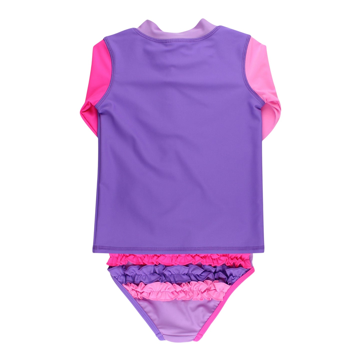 Ruffle Butts Zipper Rash Guard 2-piece Swimsuit