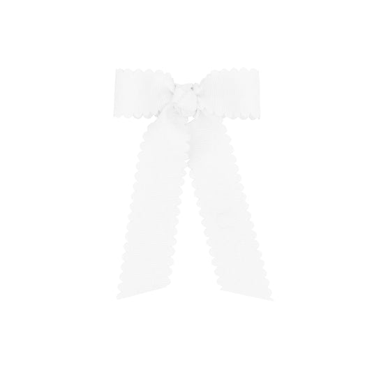 Wee Ones Tiny Grosgrain Bow with Scalloped Edge And Streamer Tails