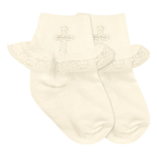 Jefferies Socks Smooth Toe Christening Lace Socks
