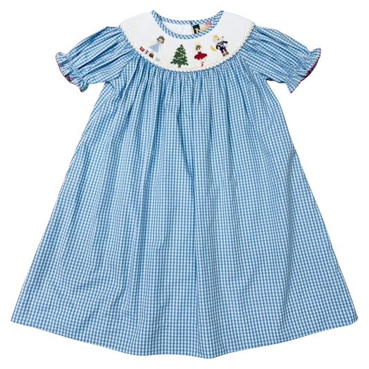 Banana Split Nutcracker Smocked Bishop Dress