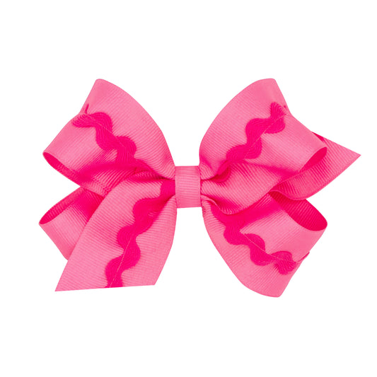 Wee Ones Medium Grosgrain Hair Bow with Ric-Rac Trim
