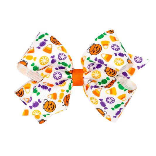 Wee Ones Medium Halloween Print Grosgrain Hair Bow