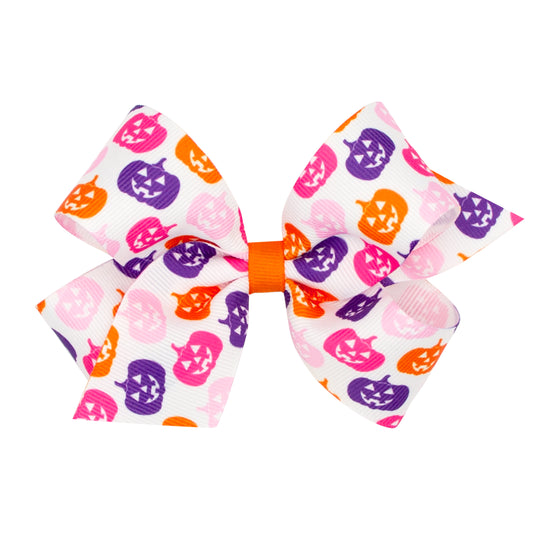 Wee Ones Medium Halloween Print Grosgrain Hair Bow