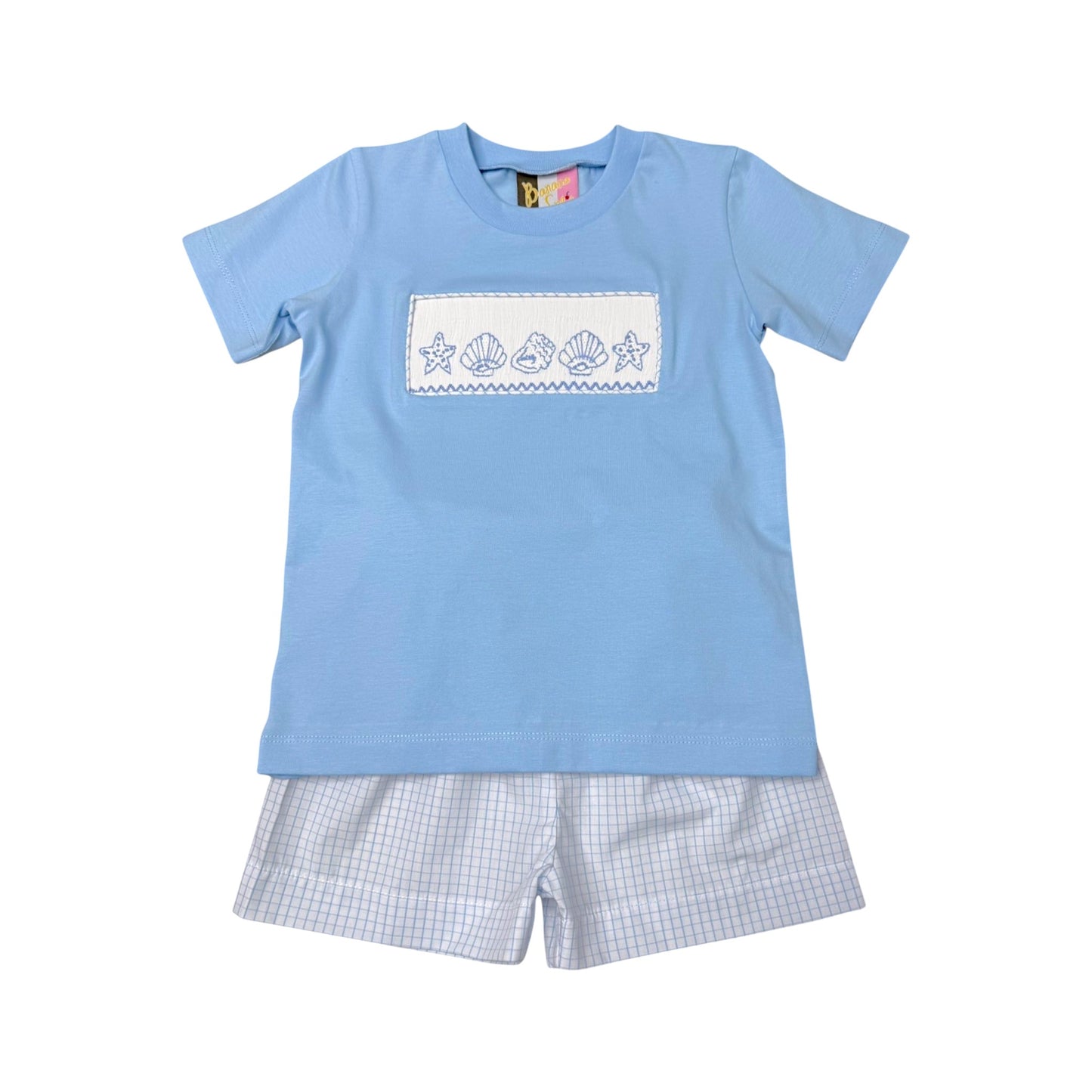 Banana Split Seashell Smocked Boys Short Set