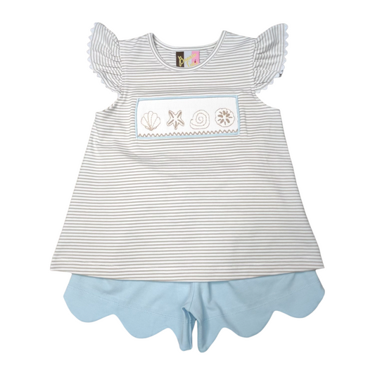 Banana Split Seashell Smocked Short Set