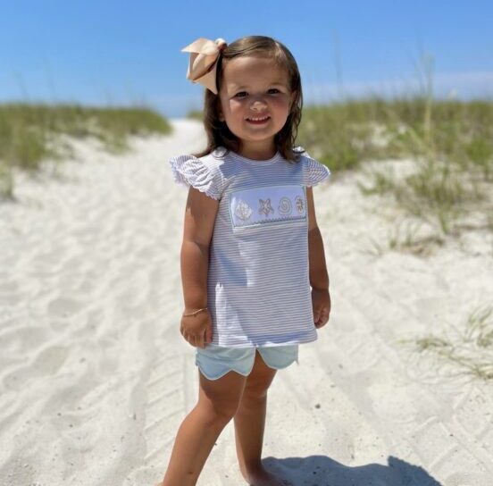 Banana Split Seashell Smocked Short Set