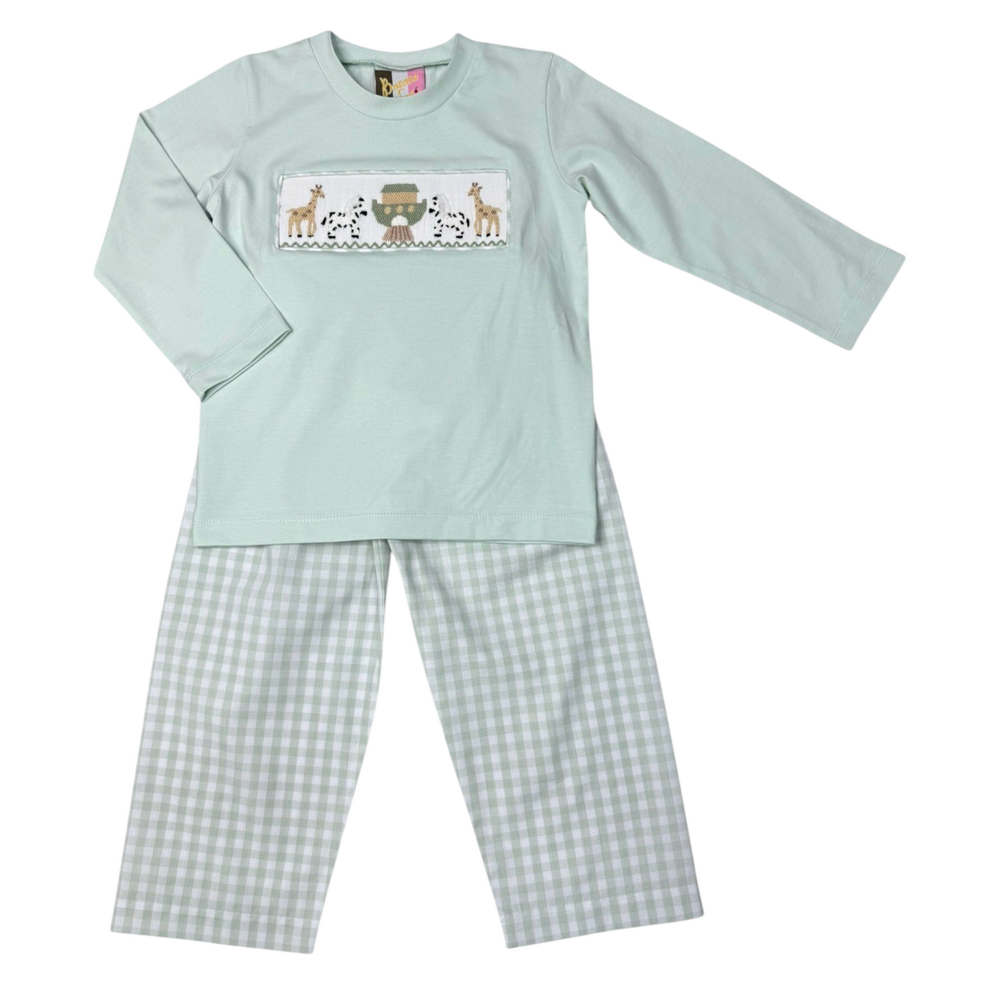 Banana Split Noah's Ark Smocked Pant Set