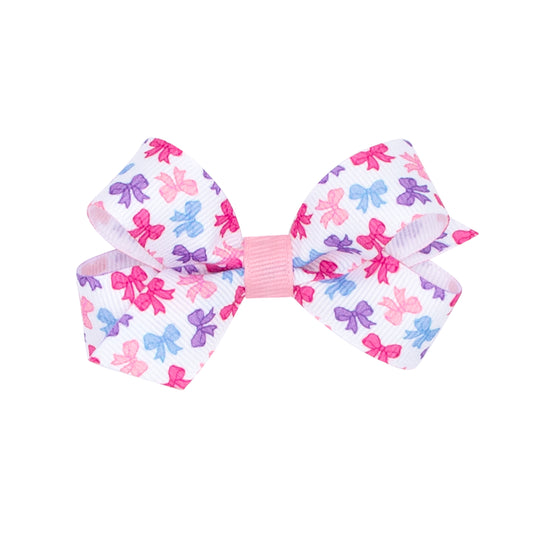 Wee Ones Mini Bow Print Grosgrain Hair Bow