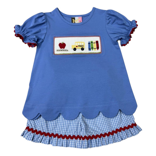 Banana Split Wheels On The Bus Scallop Short Set
