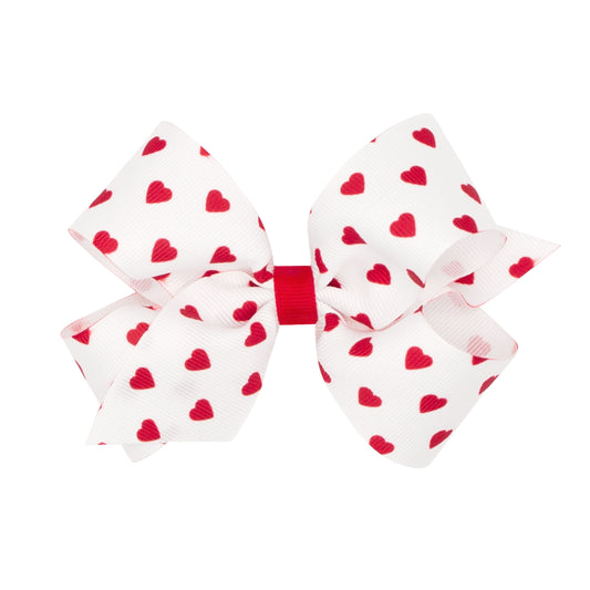Wee Ones Medium Heart Print Grosgrain Hair Bow