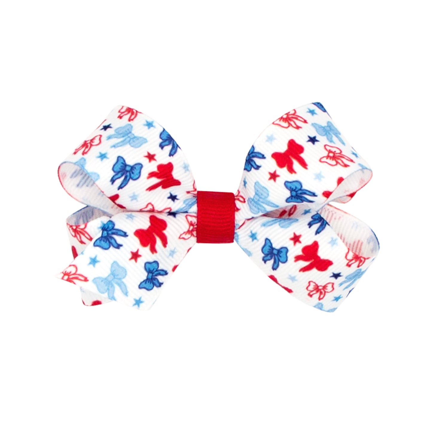 Wee Ones Mini Patriotic Print Grosgrain Hair Bow