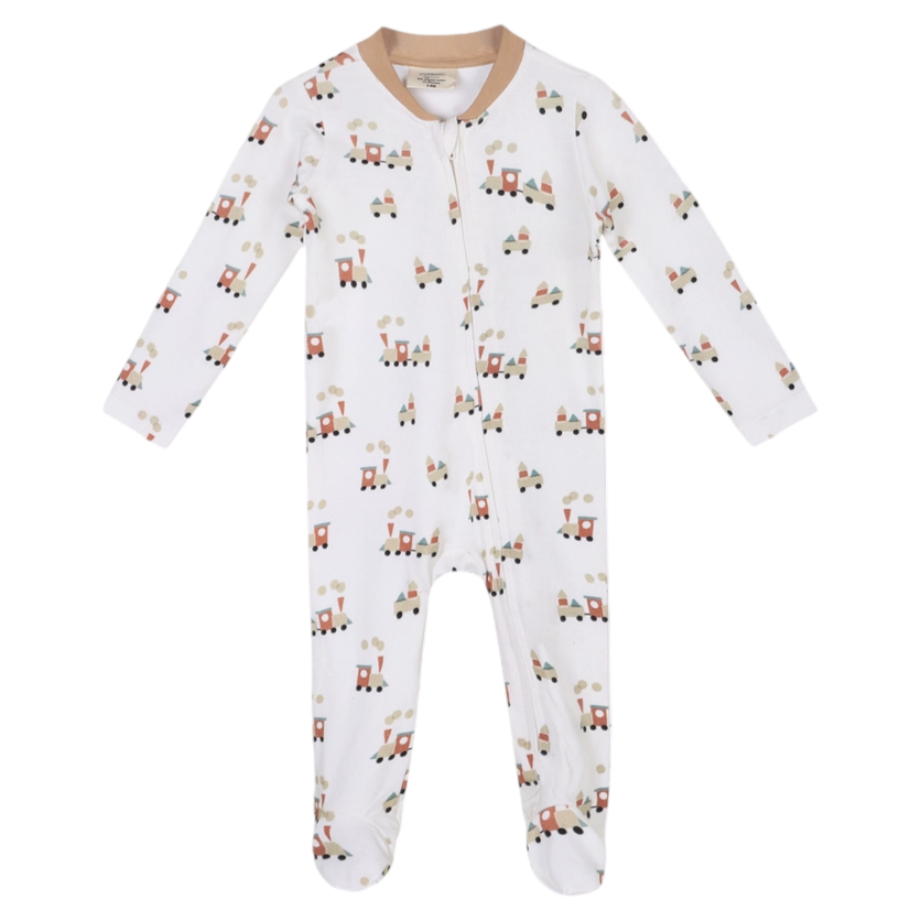 Viverano Organics Train Zipper Footie Jumpsuit