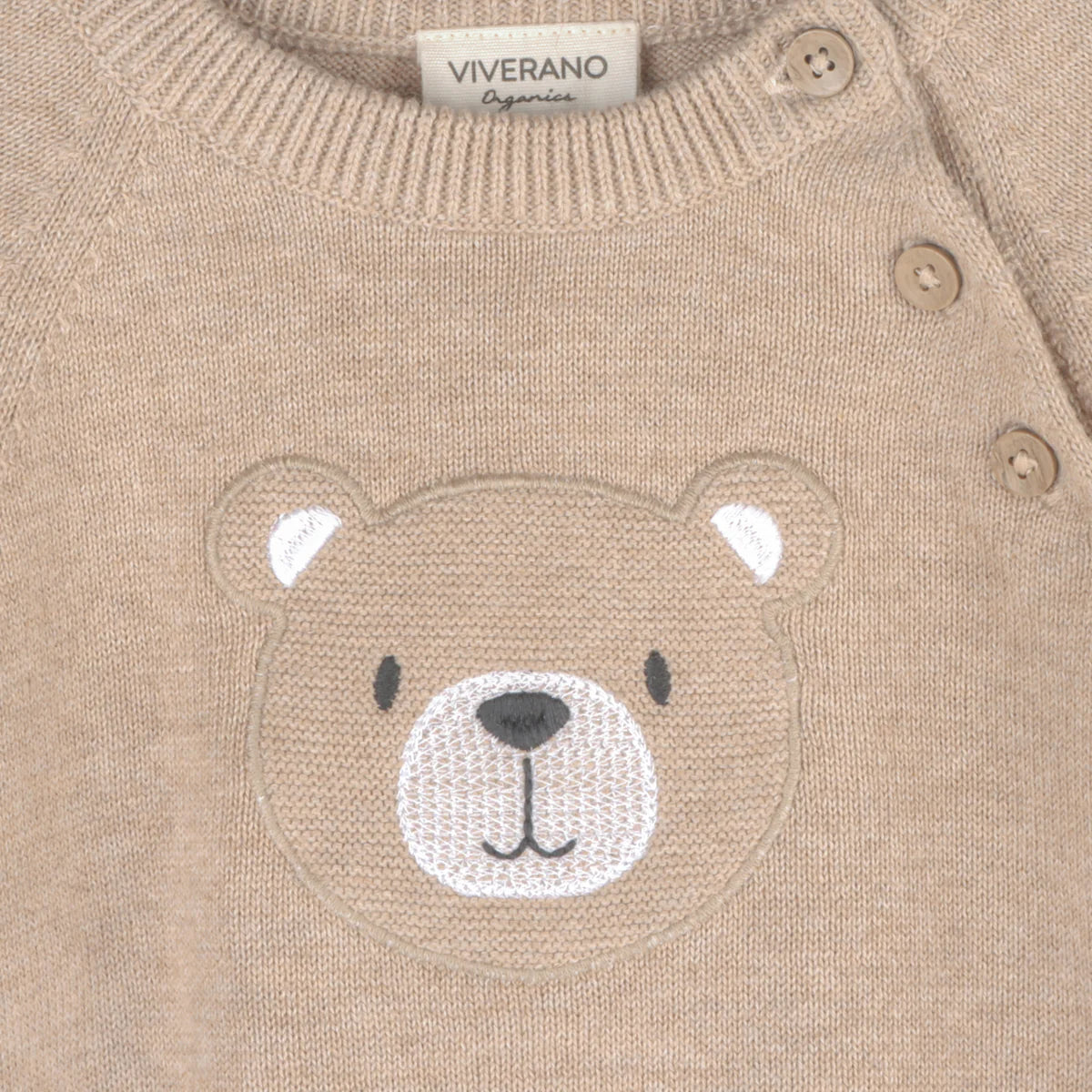 Viverano Organics Teddy Bear Applique Raglan Pullover Sweater