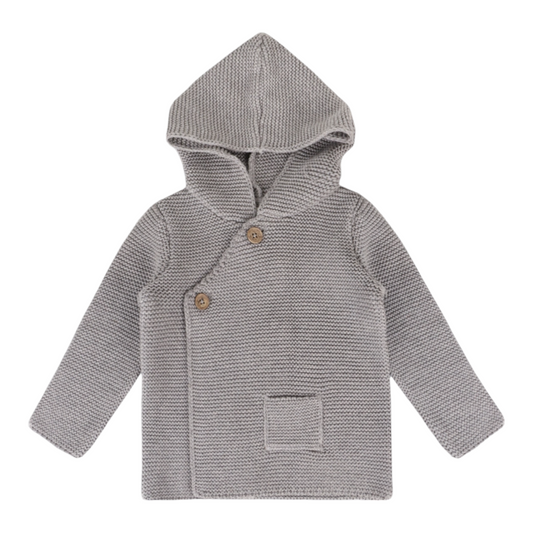 Viverano Organics Hooded Button & Pocket Sweater Knit Jacket