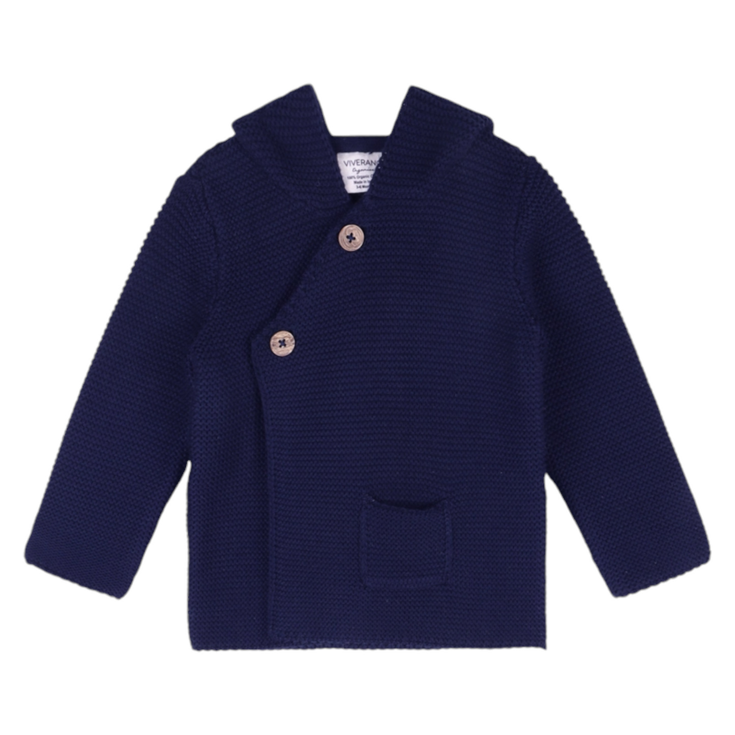 Viverano Organics Hooded Button & Pocket Sweater Knit Jacket