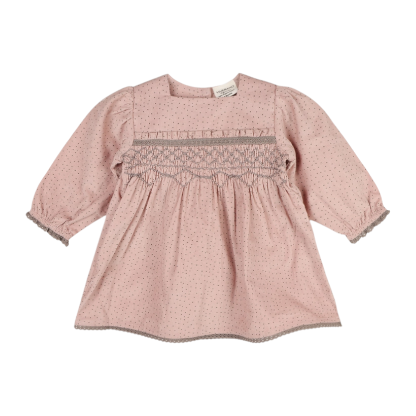 Viverano Organics Smocked & Embroidered Corduroy Dress & Bloomer Set