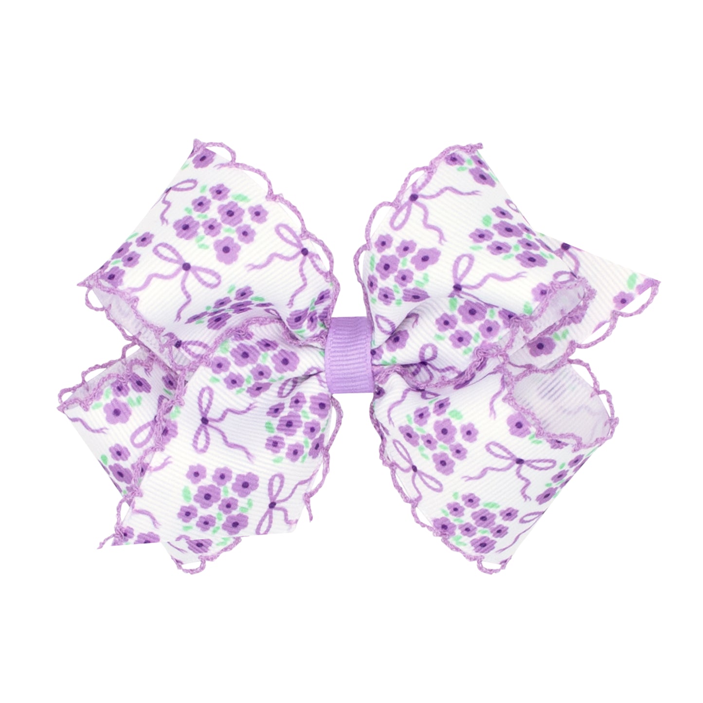 Wee Ones Medium Moonstitch Bow and Flower Print Hair Bow