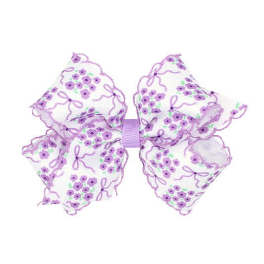 Wee Ones Medium Moonstitch Bow and Flower Print Hair Bow