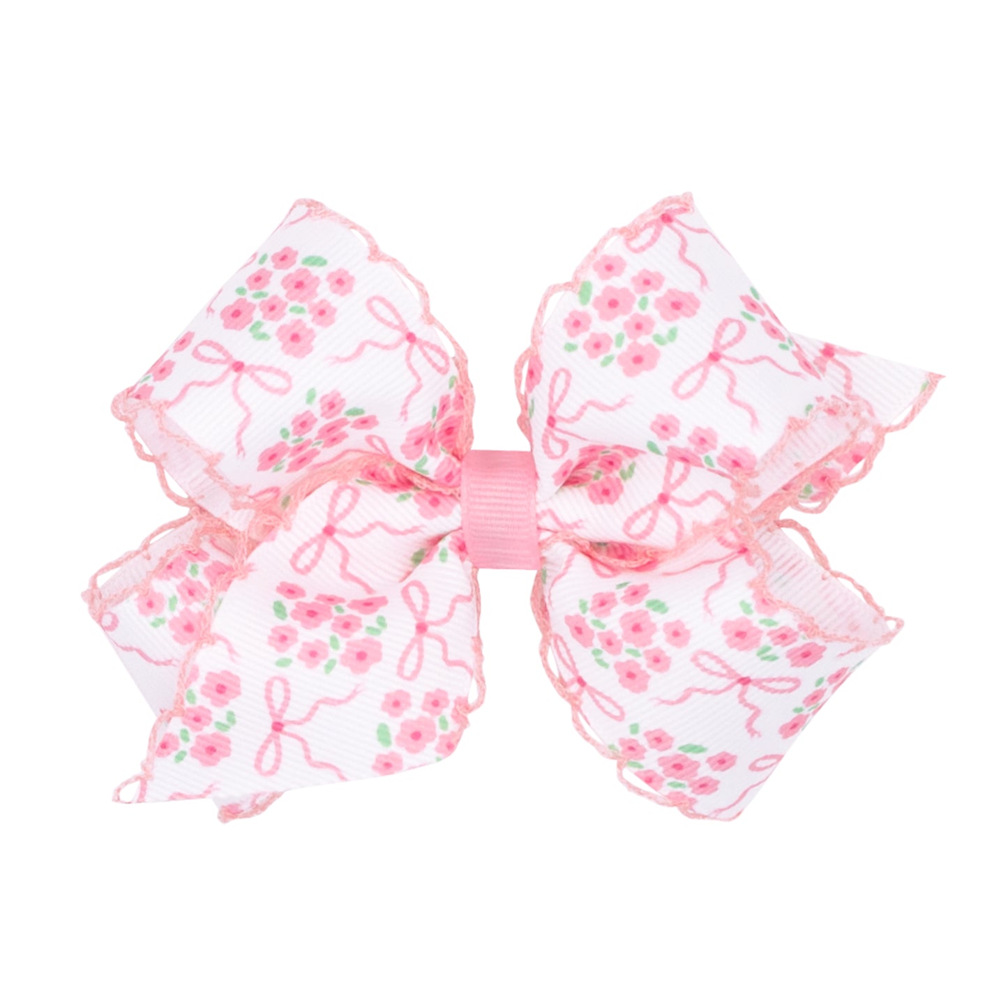 Wee Ones Medium Moonstitch Bow and Flower Print Hair Bow