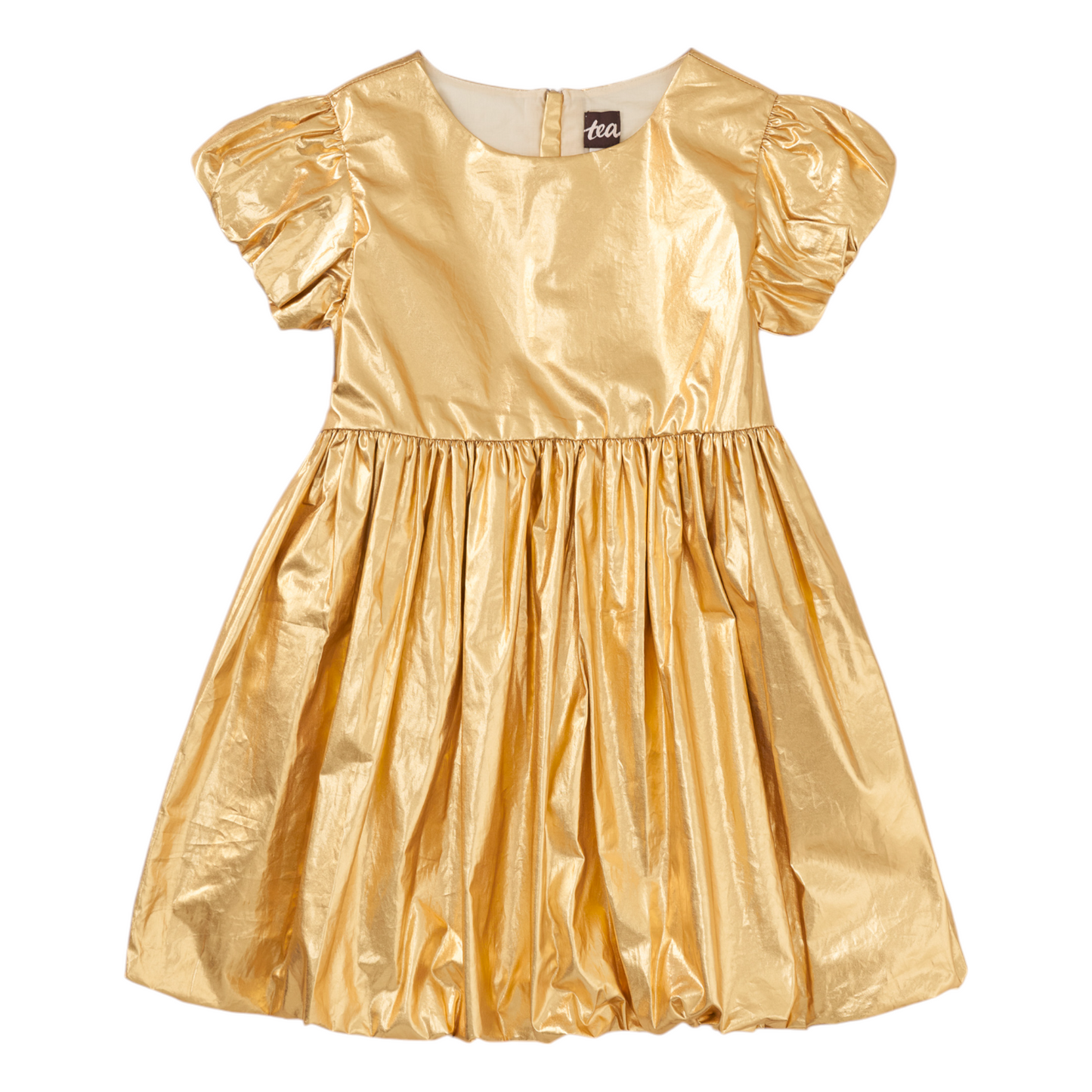 Tea Metallic Balloon Skirted Dress