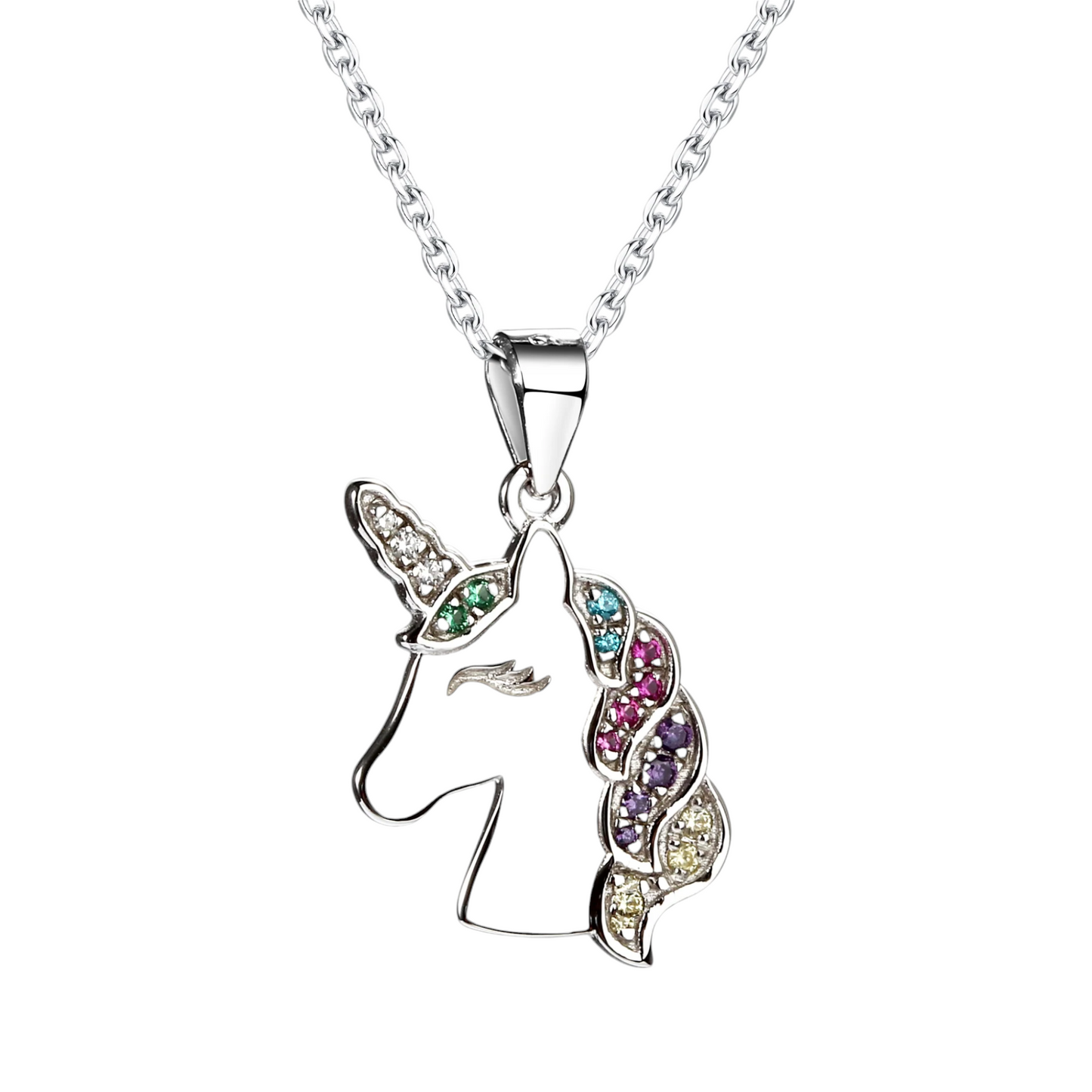 Cherished Moments Sterling Silver Rainbow Unicorn Necklace